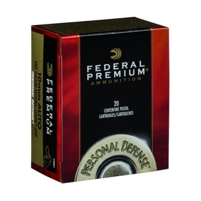 Federal Premium Personal Defense 10mm 180 gr Hydra-Shok 20 Rounds Ammunition - P10HS1