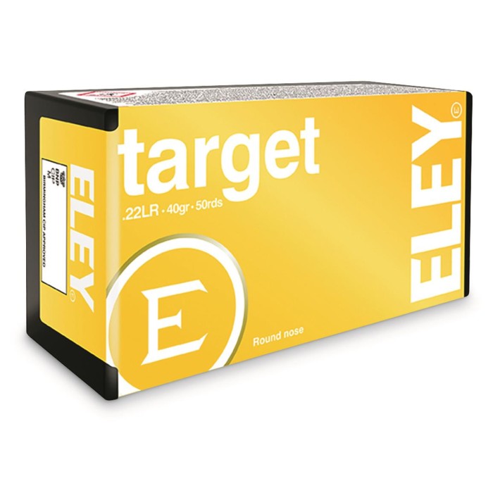 Eley Target Ammunition, .22LR, LRN, 40 Grain, 500 Rounds