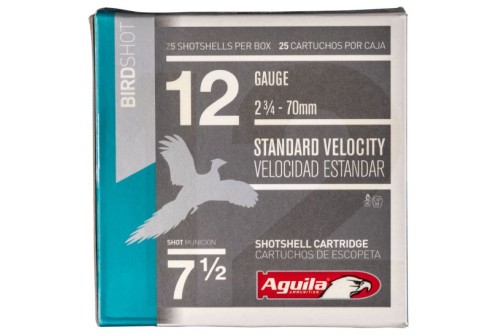 Aguila Field 12 Gauge 2-3/4 inches 7-1/2 Shot 1-1/8 oz Standard Velocity Lead Shotshell, Birdshot, 25/Box - 1CHB1217