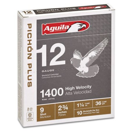 Aguila Competition 12 Gauge 2-3/4 inches 9 Shot 1-1/4 oz Pichon Plus Lead Shotshell, Birdshot, 10/Box - 1CHB1297