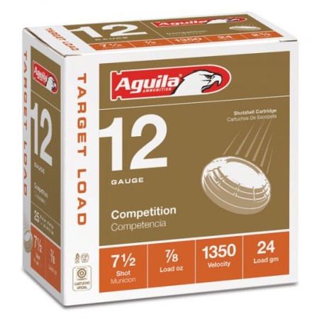 Aguila Competition 12 Gauge 2-3/4 inches 7-1/2 Shot 7/8 oz International Lead Shotshell, Birdshot, 25/Box - 1CHB1250