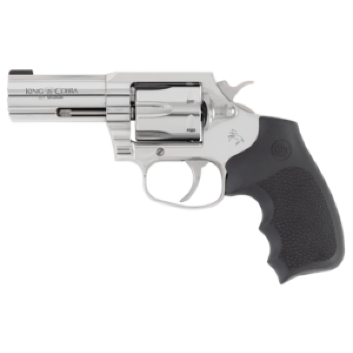 Colt Mfg KCOBRASB3RBB King Cobra  357 Mag 6rd Shot 3" Stainless Steel Barrel, Cylinder & Frame, Black Hogue Overmolded Grip, Exposed Hammer