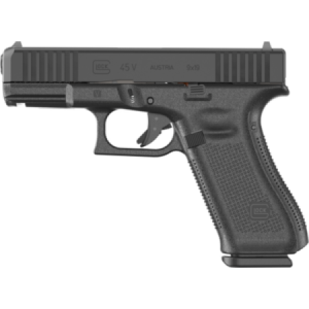 Glock PV4550203 G45 V Crossover 9mm Luger 17+1 4.02" Black GMB Barrel, Black nDLC Steel Serrated Slide, Black Polymer Frame w/Accessory Rail, Textured polymer Grip, Ambidextrous