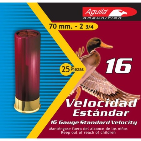 Aguila Sub-Gauge 16 Gauge 2-3/4 inches 8 Shot 1 oz Lead Shotshell, Birdshot, 25/Box - 1CHB1618