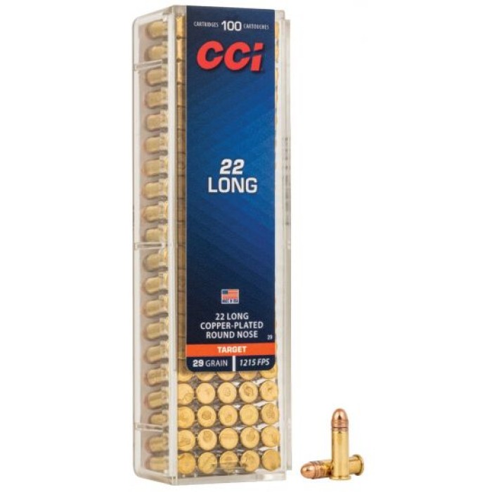 CCI Long HV 29 gr Copper-Plated Round Nose .22lr Ammo, 100/box - 0029