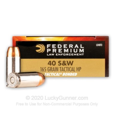 Federal LE 40S&W 165Gr Tactical Bonded HP 50Rd LE40T3 -