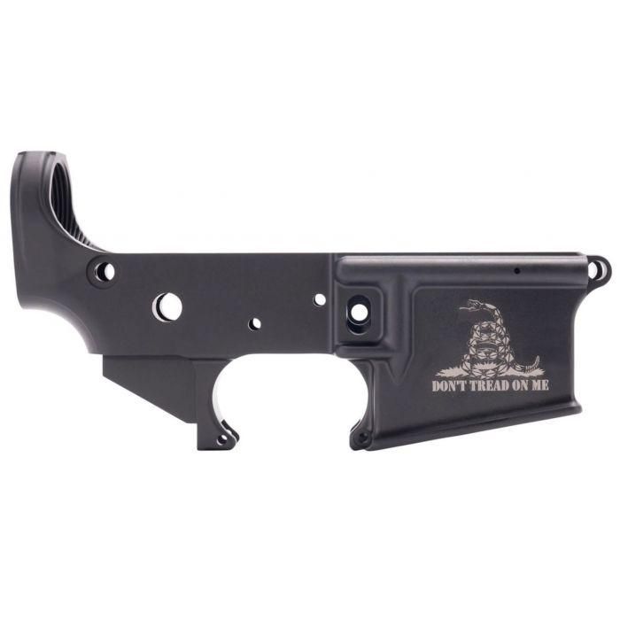 Anderson AM-15 Forged Stripped AR15 Lower Receiver - Black | Don't Tread On Me Logo | Retail Packaging