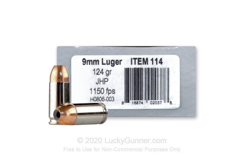 9mm - 124 Grain JHP - Underwood - 20 Rounds