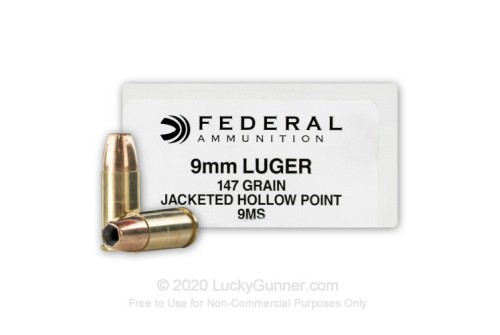 Federal Law Enforcement 9mm Luger Subsonic Ammo 147 Grain Hi-Shok JHP