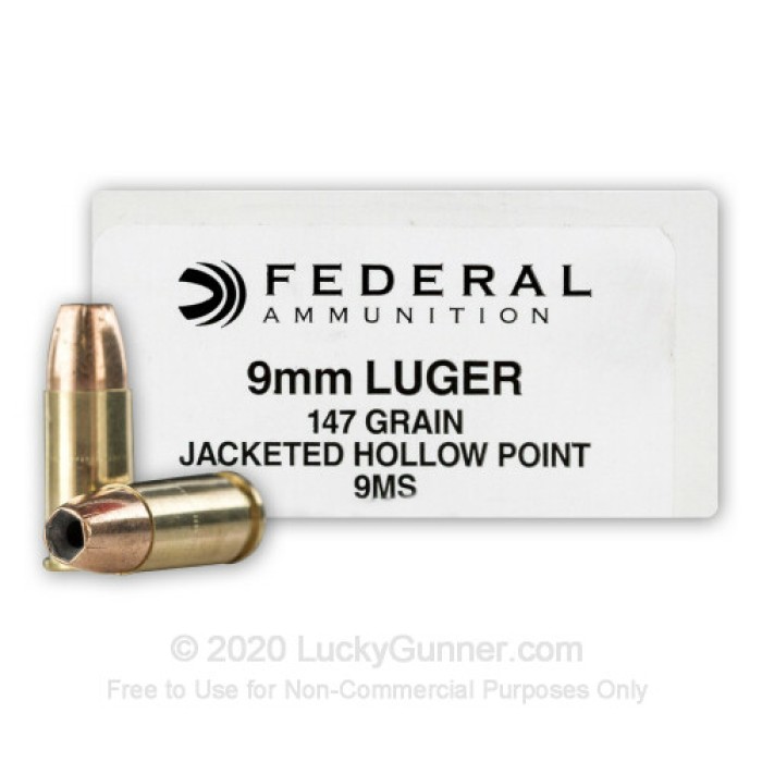 Federal Law Enforcement 9mm Luger Subsonic Ammo 147 Grain Hi-Shok JHP