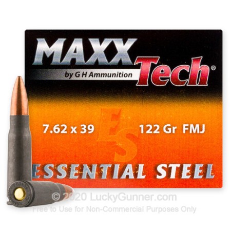 7.62x39 - 122 Grain FMJ - MAXXTech Essential Steel - 1000 Rounds