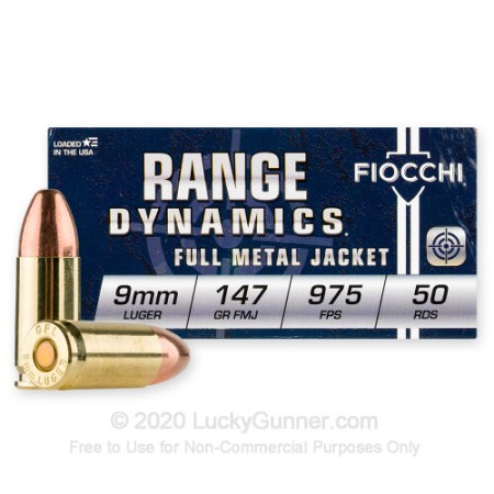 FIOCCHI Range Dynamics 9mm Luger 147Gr FMJ 1000rd Case Ammo (9APD-CASE)