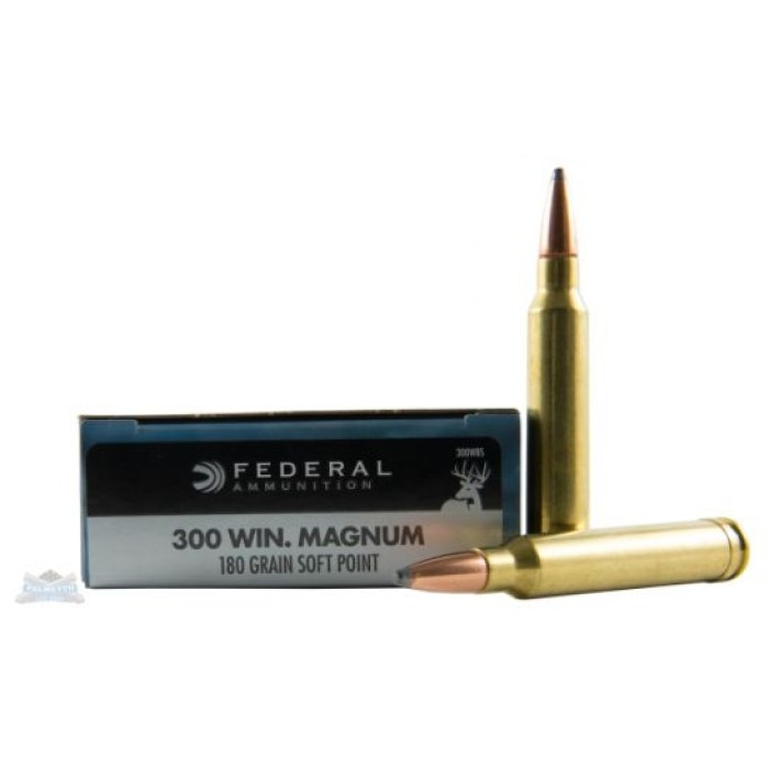 Federal 300 Winchester Magnum 180gr SP Power-Shok Ammunition 20rds - 300WBS