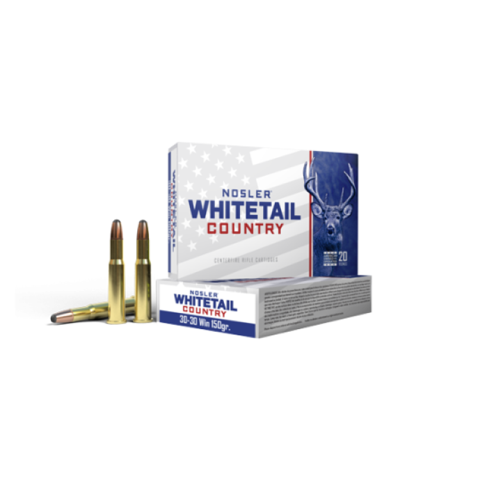 Nosler Whitetail Country 30-30 Winchester, 150gr, Solid Based Nose Bullet, 20rd Box