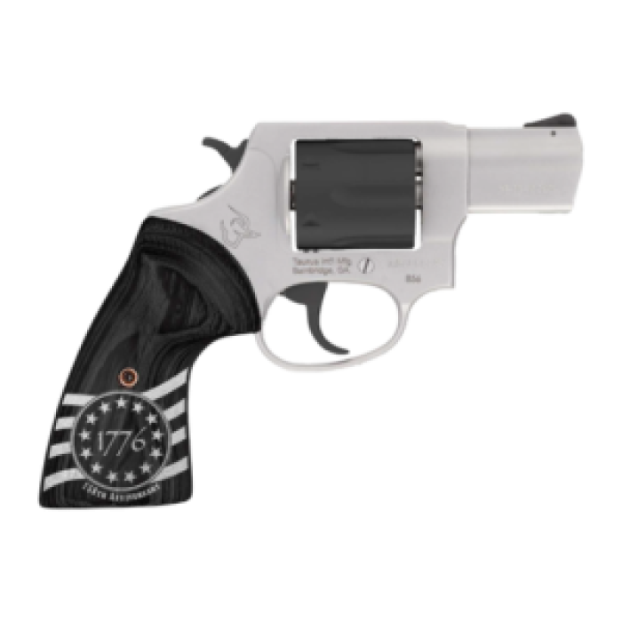 TAURUS 856 .38 Special 3in 6rd Stainless/Black Revolver w/ 1776 Engraved Wood Grips (2-85635-US3)