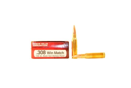 Black Hills 308 Winchester Ammo 168 Grain Match Hollow Point Boat Tail