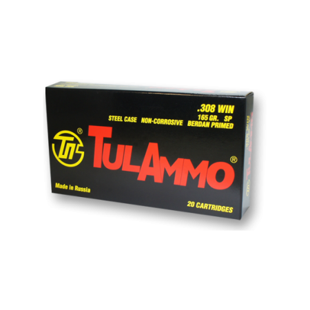 TulAmmo .308 Winchester 165 gr SP Steel Case 20 Rounds Ammunition - TA308000