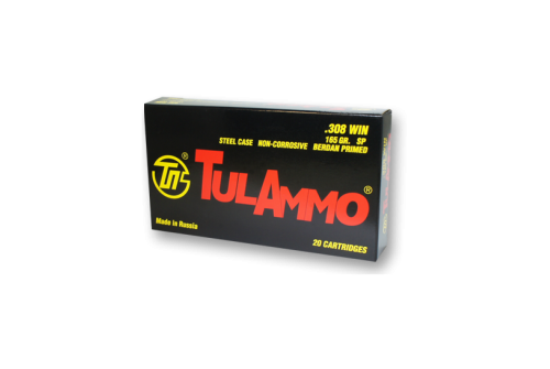 TulAmmo .308 Winchester 165 gr SP Steel Case 20 Rounds Ammunition - TA308000