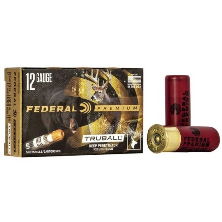 Federal PB127DPRS Premium Vital-Shok TruBall Deep Penetrator 12 Gauge 2.75" 1 oz Rifled Slug Shot 5 Bx