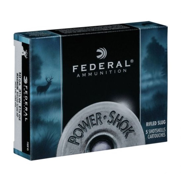 Federal 10ga 3.5" Magnum 1.75oz HP Power-Shok Rifled Slug Shotshell Ammunition 5rds - F103F RS