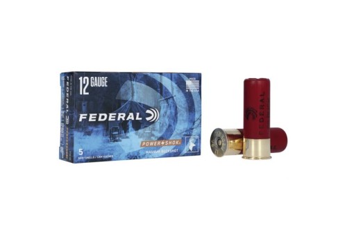 Federal 12ga 2.75" Magnum 12 Pellets 00 Buck Power-Shok Shotshell Ammunition 5rds - F130 00