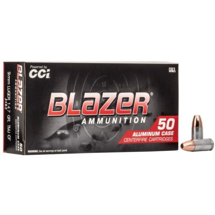 CCI Blazer Clean-Fire 147 gr Total Metal Jacket 9mm Ammo, 50/box - 3462