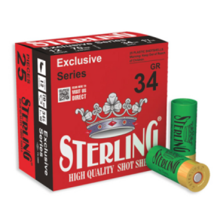 Sterling Exclusive 12 Gauge 2-3/4" #4 Bird 1-3/16 oz 25rds Shotshell - Heavy Load for Upland Birds - 8698779951023