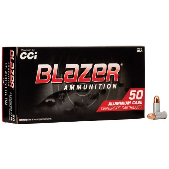 CCI Blazer 25 Auto/ACP 50gr FMJ Aluminum Cased Ammunition 50rds - 3501