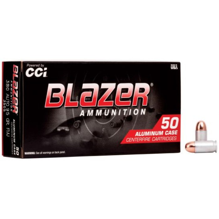 CCI Blazer 380 Auto/ACP 95gr TMJ Aluminum Case Ammunition 50rds - 3505