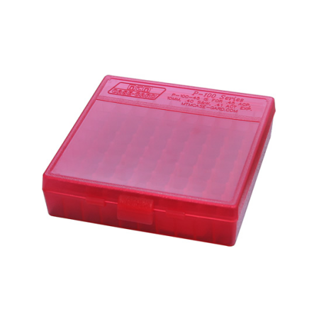 MTM Flip-Top 40 10mm 45 ACP 100 Round Clear Red Ammo Box (P-100-45-29)