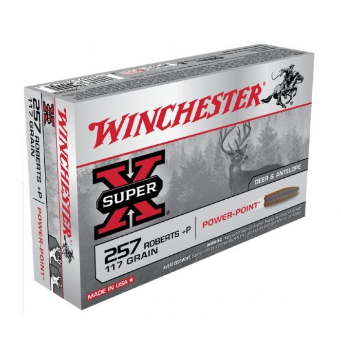 Winchester Super-X 257 Roberts+P 117gr Power Point Ammo 20rds/Box - X257P3