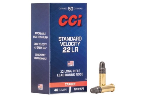 CCI .22 LR 40 Grain Lead Round Nose Standard Velocity Ammunition, 50 Round Box u2012 0035