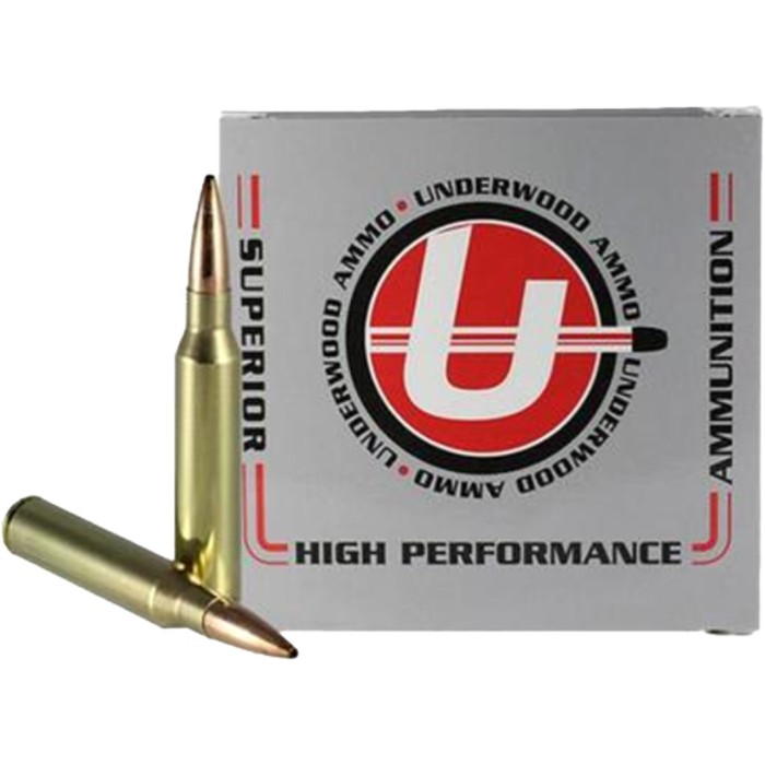 Underwood Ammo .338 Lapua 300 Grain Hollowpoint Boat Tail Match Nickel Plated Brass Cased Rifle Ammo, 10 Rounds, 856