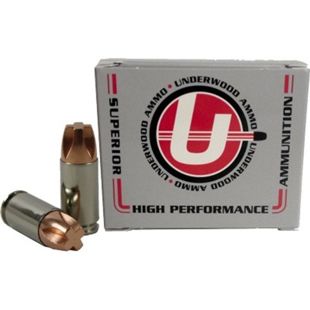 Underwood Ammo 9mm Luger +P 115 Grain Solid Monolithic Nickel Plated Brass Cased Pistol Ammo, 20 Rounds, 822