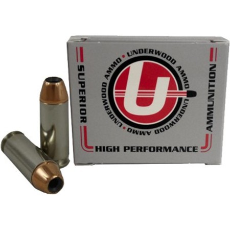 Underwood Ammo 10mm Auto 135 Grain Jacketed Hollow Point Nickel Plated Brass Cased Pistol Ammo, 20 Rounds, 231