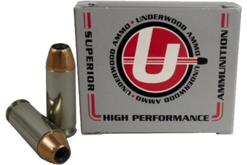 Underwood Ammo 10mm Auto 135 Grain Jacketed Hollow Point Nickel Plated Brass Cased Pistol Ammo, 20 Rounds, 231