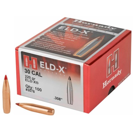 HORNADY .30 Cal 220Gr ELD-X Rifle Bullets (3078)