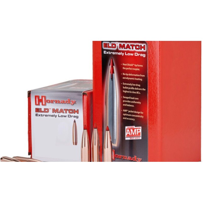 HORNADY .30 Cal 208Gr ELD Match Rifle Bullets (30731)