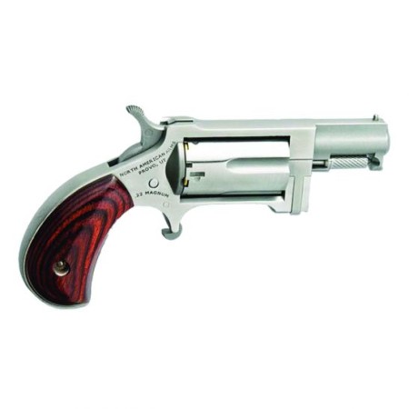 North American Arms Sidewinder 22 Magnum 5rd Single Action Revolver, Stainless W/Wood Grips - NAA-SW