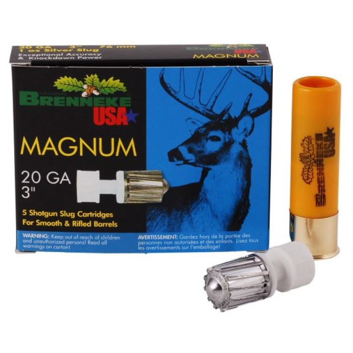 Brenneke USA Magnum 20 Gauge 3" Shotgun Slug, 5/box - SL-203M