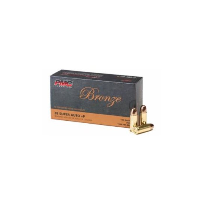 PMC Bronze 38 Super Auto+P Ammo 130 Grain FMJ 50rds - 38SA