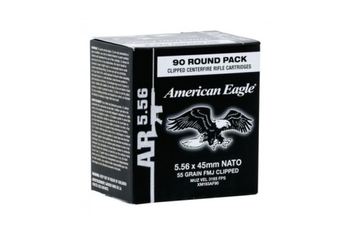 American Eagle Rifle 5.56x45mm FMJ-BT 90 Rounds Ammunition on Stripper Clips - XM193AF90