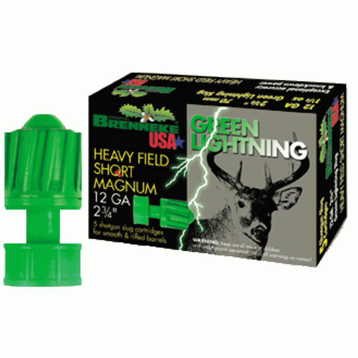 Brenneke SL122HFSGL Green Lightning  12 Gauge 2.75" 1 1/4 oz Slug Shot 5 Bx/ 50 Cs