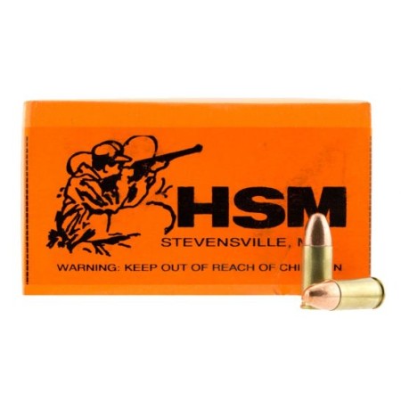 HSM 9mm 124gr PRN Ammunition Re-Manufactured 50rd box - HSM-9mm-4r