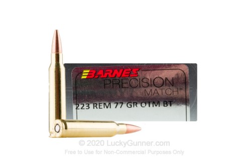 223 Rem - 77 Grain OTM BT - Barnes Precision Match - 20 Rounds