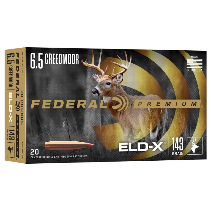 Federal Premium 6.5 Creedmoor, 143gr, ELD-X, 20Bx/10Cs