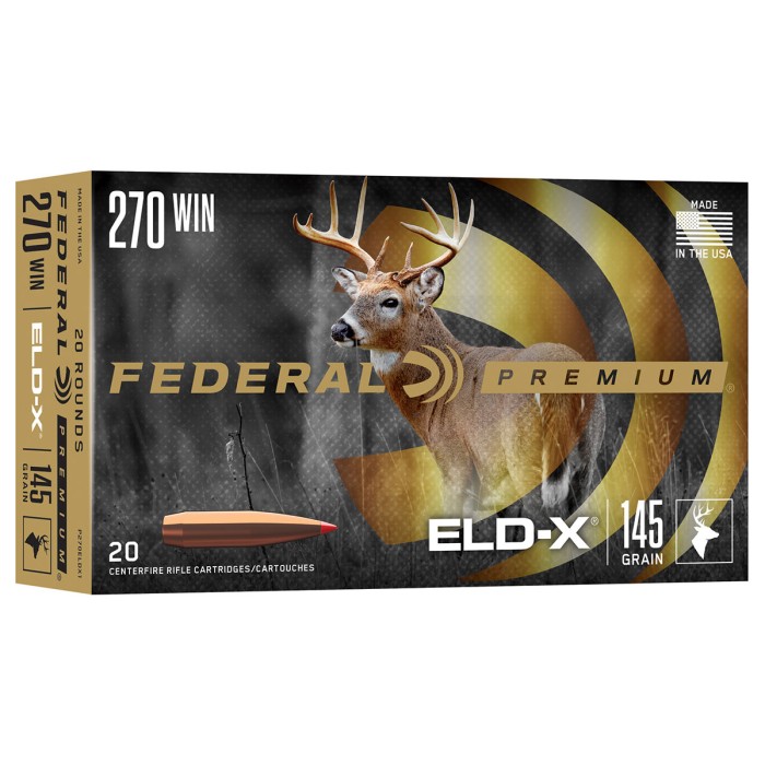 Federal Premium 270 Winchester 145gr ELD-X Centerfire Rifle Ammo - 20 Rounds