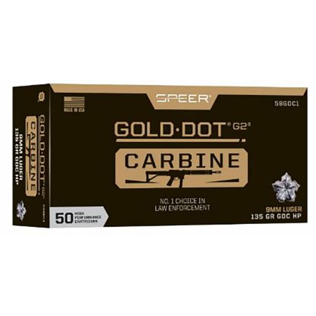 CCI 59GDC1 9mm 135 Gold Dot Hollow Point 50 Per Box/