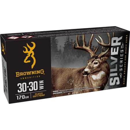 Browning SILVER SERIES 30-30 WIN 170 Grain Plated Soft Point Brass Rifle Ammo, 20 Rounds, B192630301