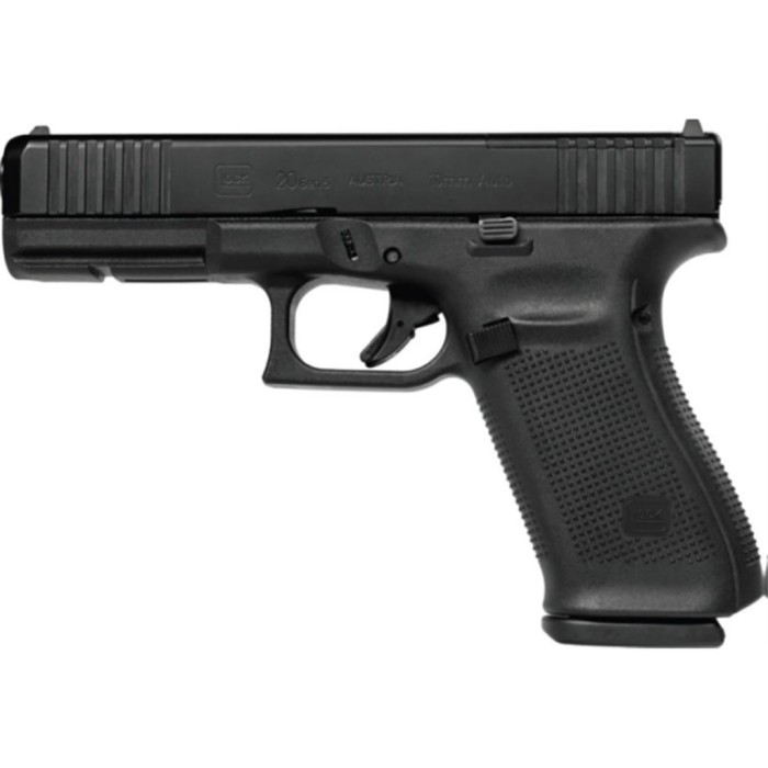 Glock 20 Gen 5 10MM, 4.61" Barrel, Black, Fixed Sights, Optics Ready, 10rd